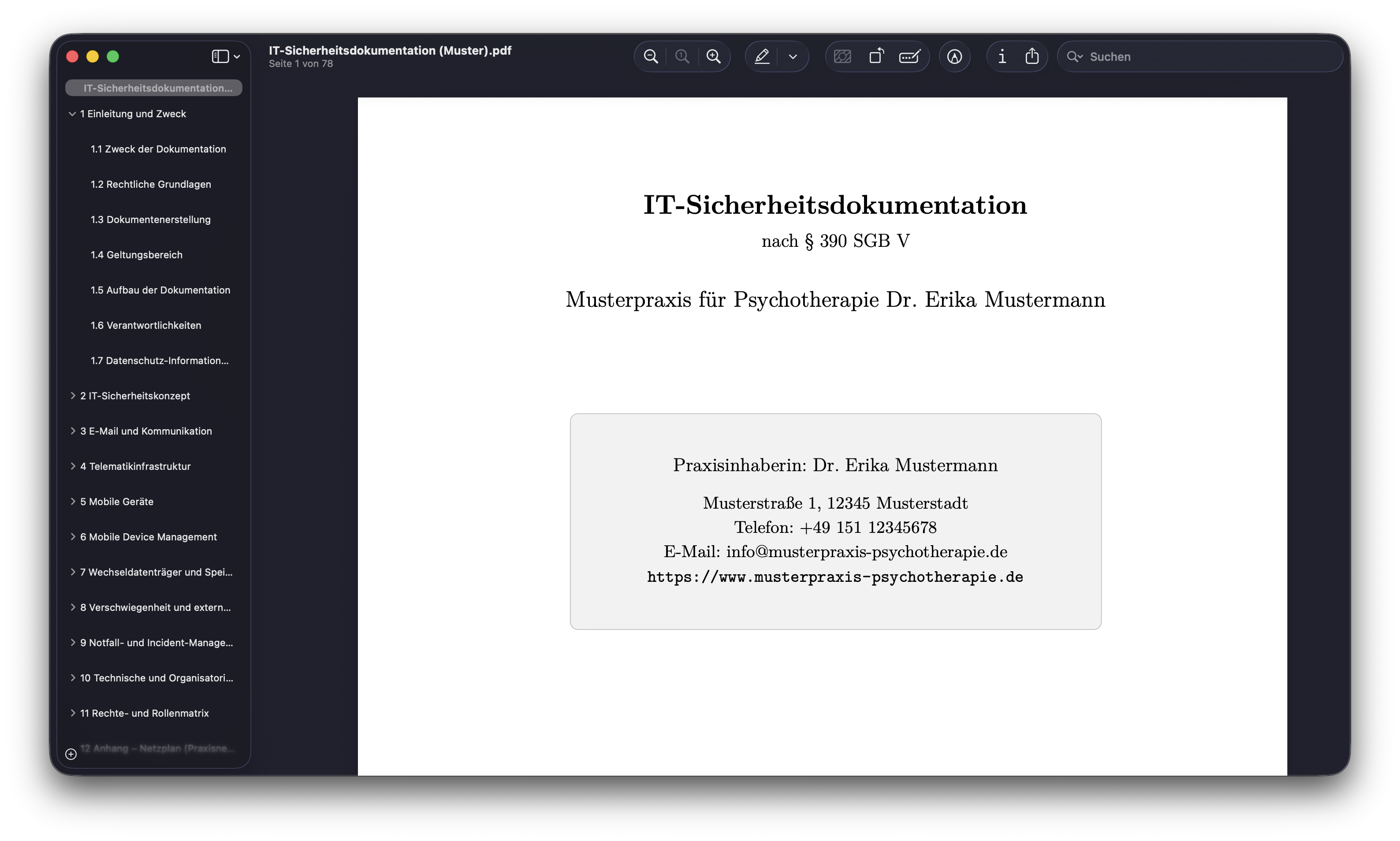 IT-Sicherheitsdokumentation Deckblatt